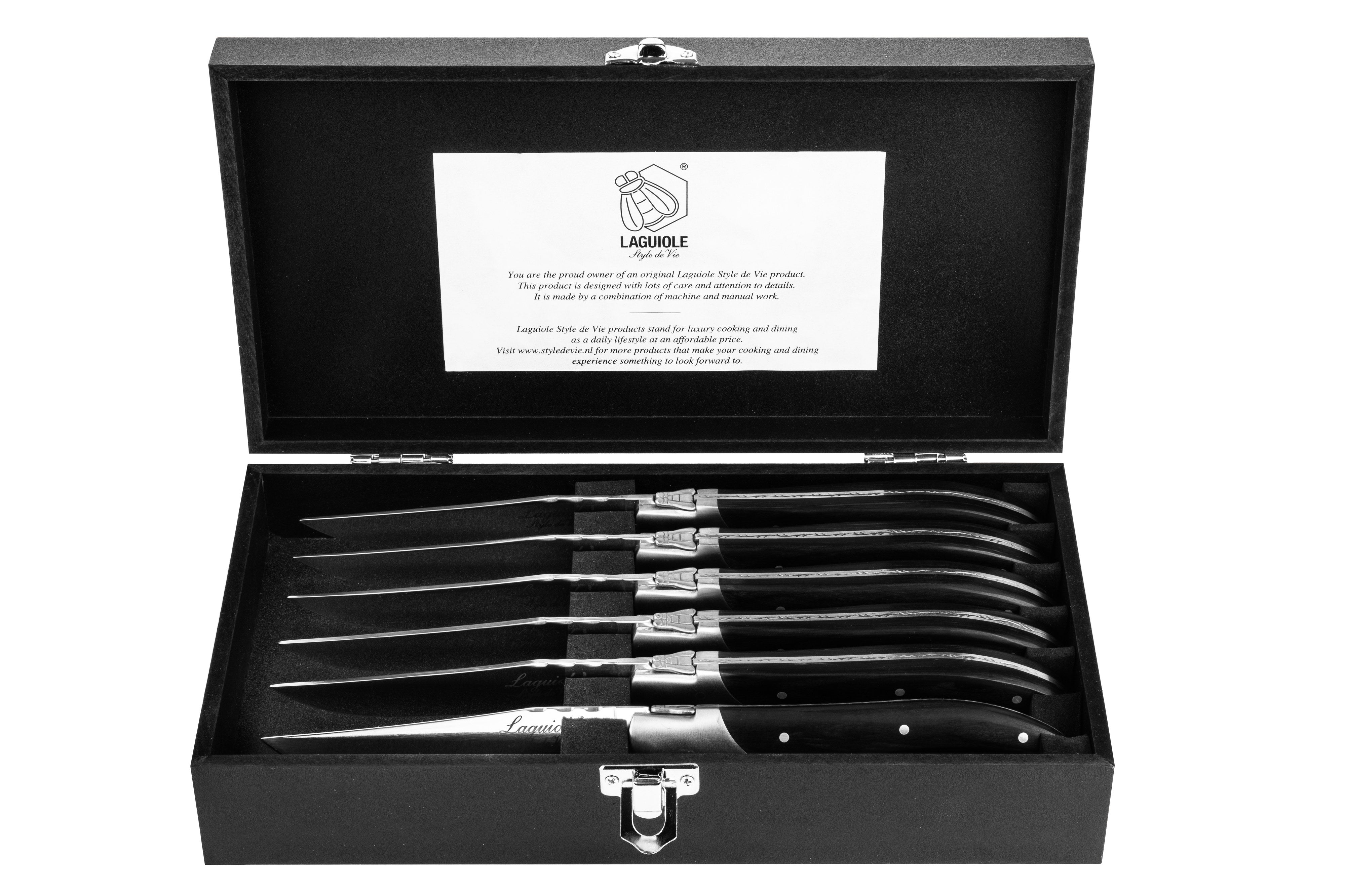 Laguiole Style de Vie Luxury Line Steakmessen 6-delig - Zwart Ebbenhout