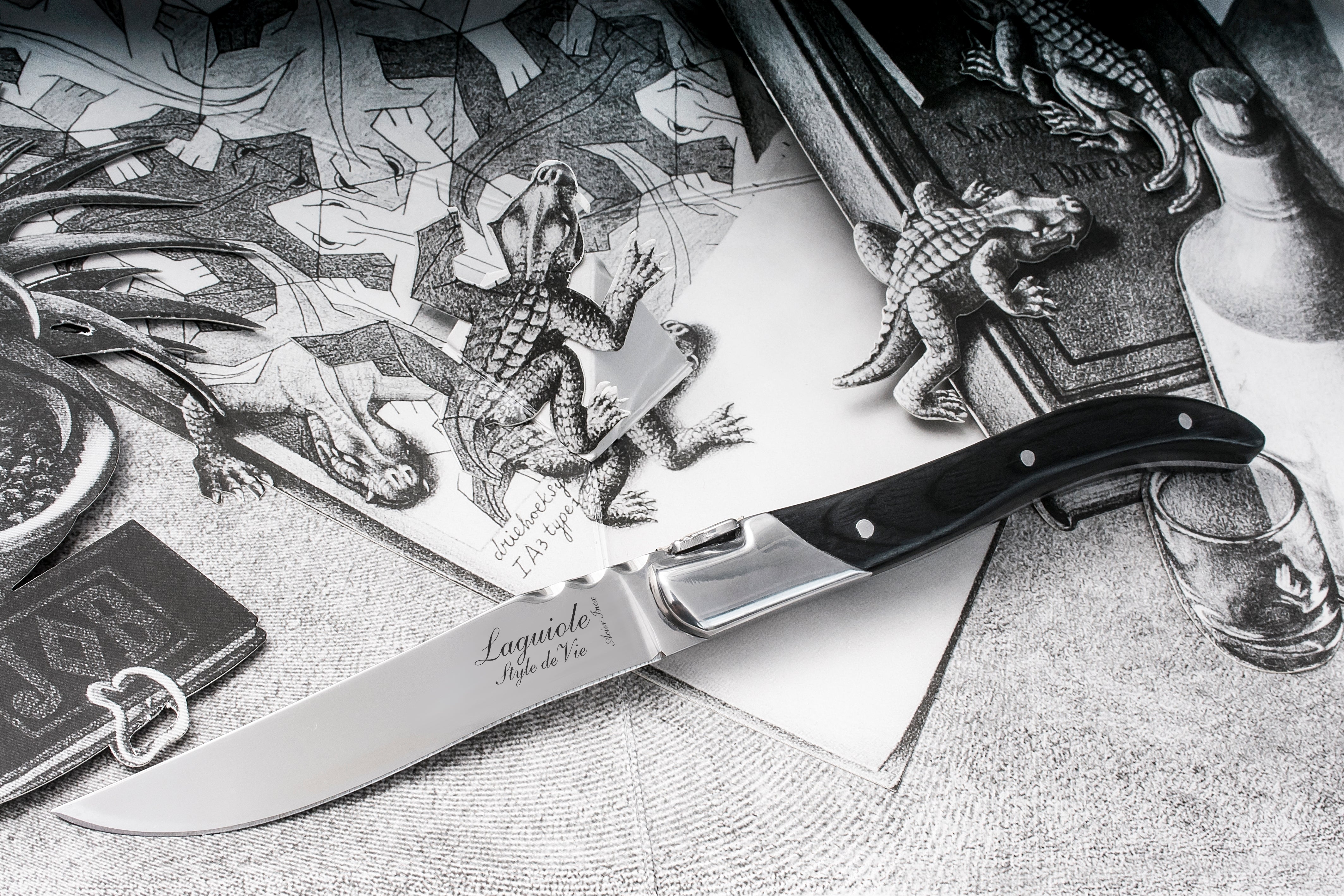Laguiole Style de Vie Luxury Line Steakmessen 6-delig - Zwart Ebbenhout
