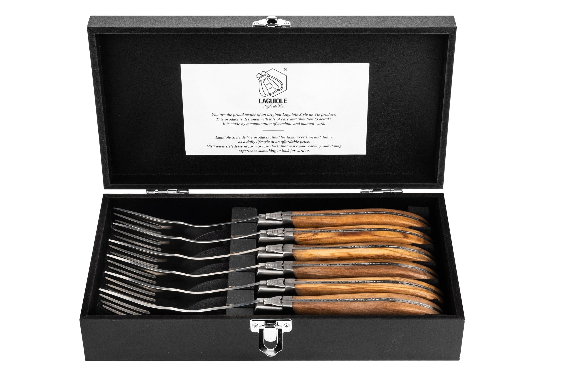 Laguiole Style de Vie Luxury Line Vorken 6-delig - Olijfhout