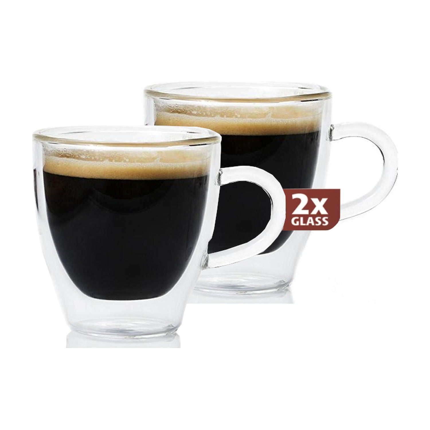 Maxxo Ristrettoglazen Dubbelwandig 2 stuks - 80 ml op witte achtergrond