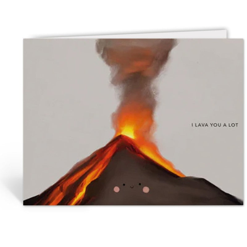 Rechtopstaande liefdeskaart "Lava You A Lot" van Depre Design met illustratie van een vulkaan