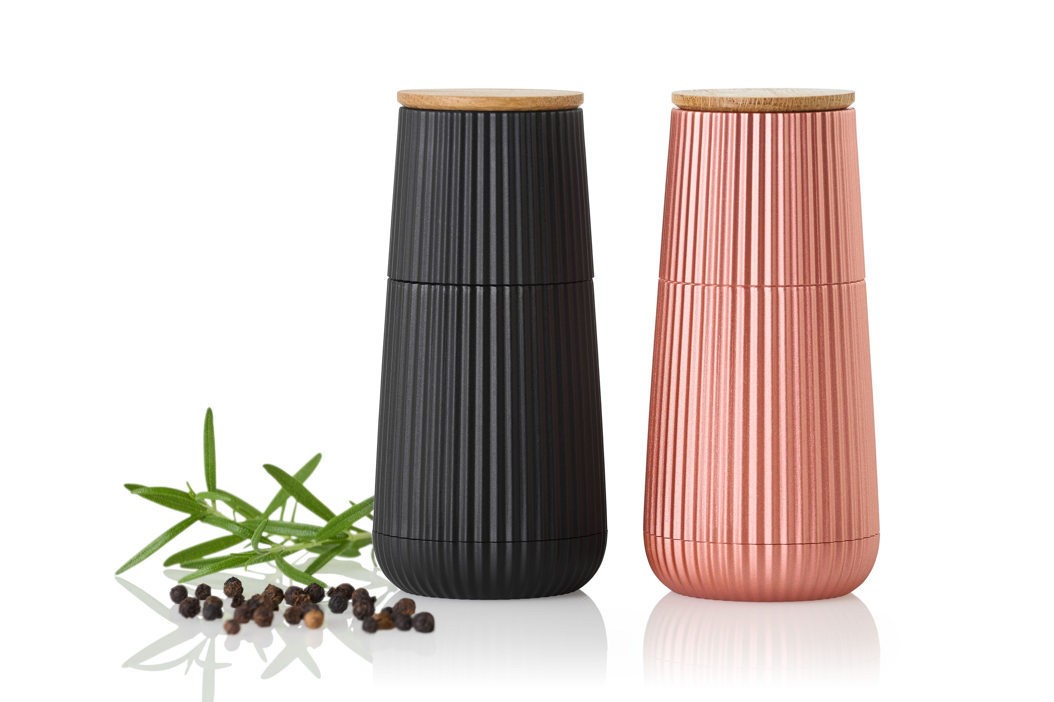 AdHoc Scape Peper- en Zoutmolen Zwart en Roségoud - 13 cm