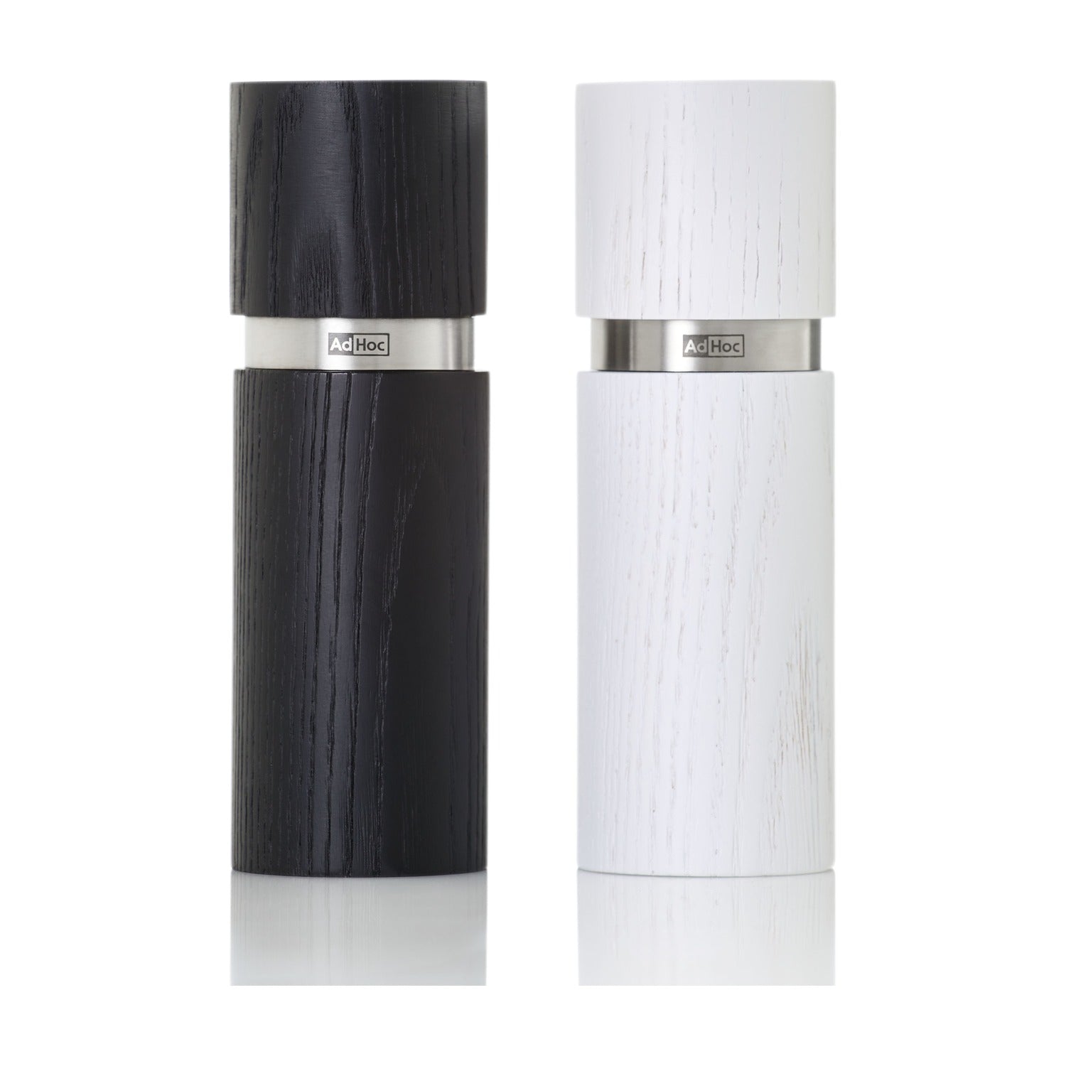 AdHoc Textura Peper- en Zoutmolen Zwart en Wit - 15 cm op witte achtergrond