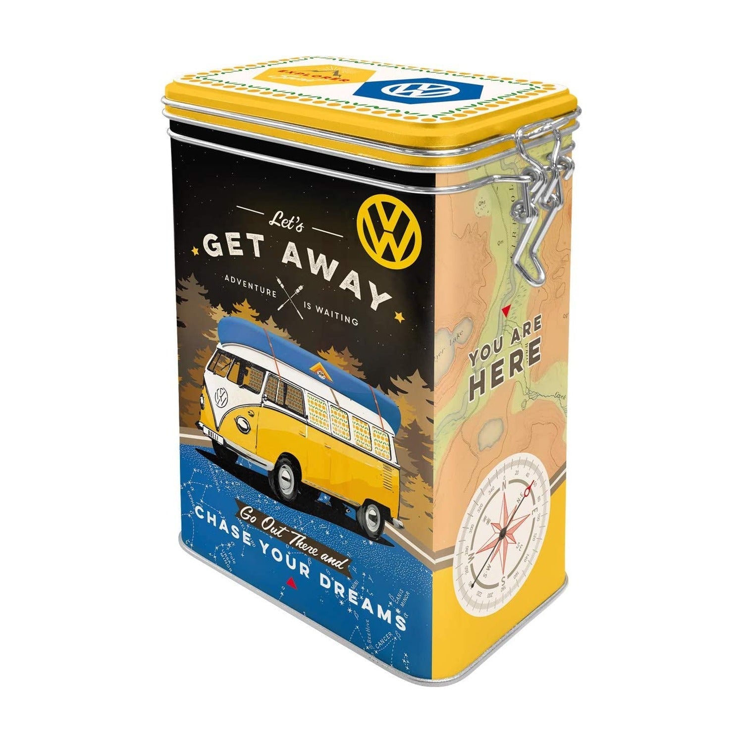 Nostalgic Art Blik met Klip - Volkswagen Bulli op witte achtergrond
