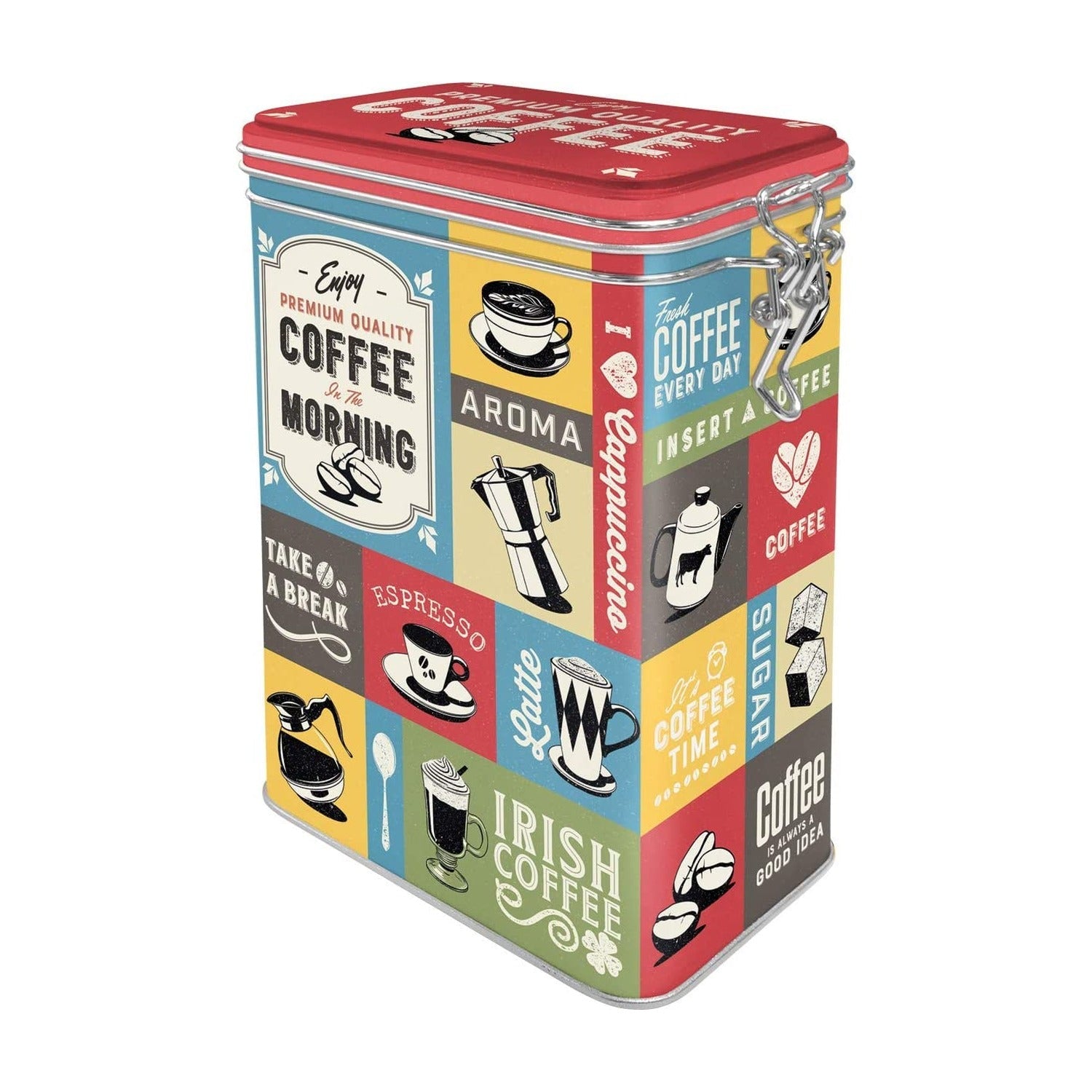 Nostalgic Art Blik met Klip - Coffee Collage op witte achtergrond