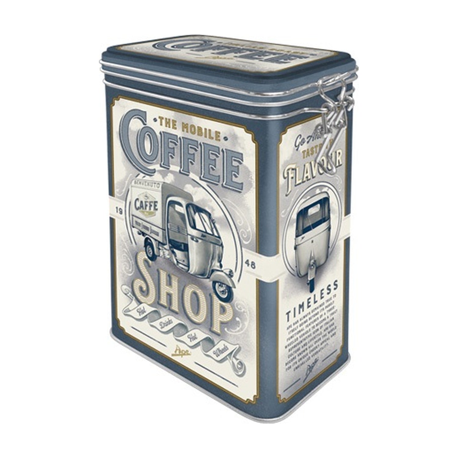 Nostalgic Art Blik met Klip - Ape Coffee Shop op witte achtergrond