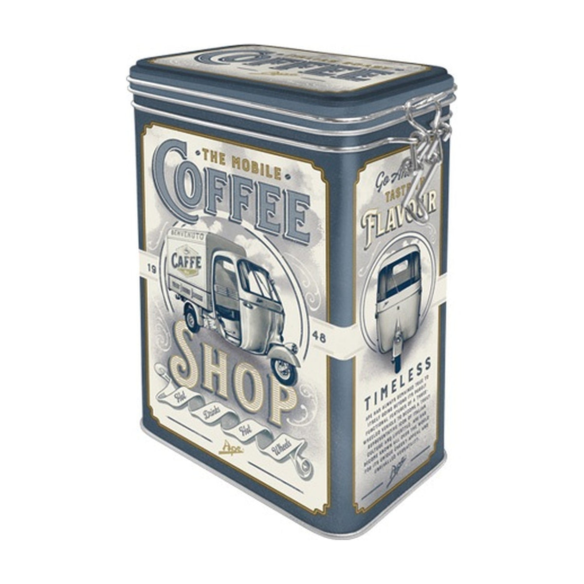 Nostalgic Art Blik met Klip - Ape Coffee Shop op witte achtergrond