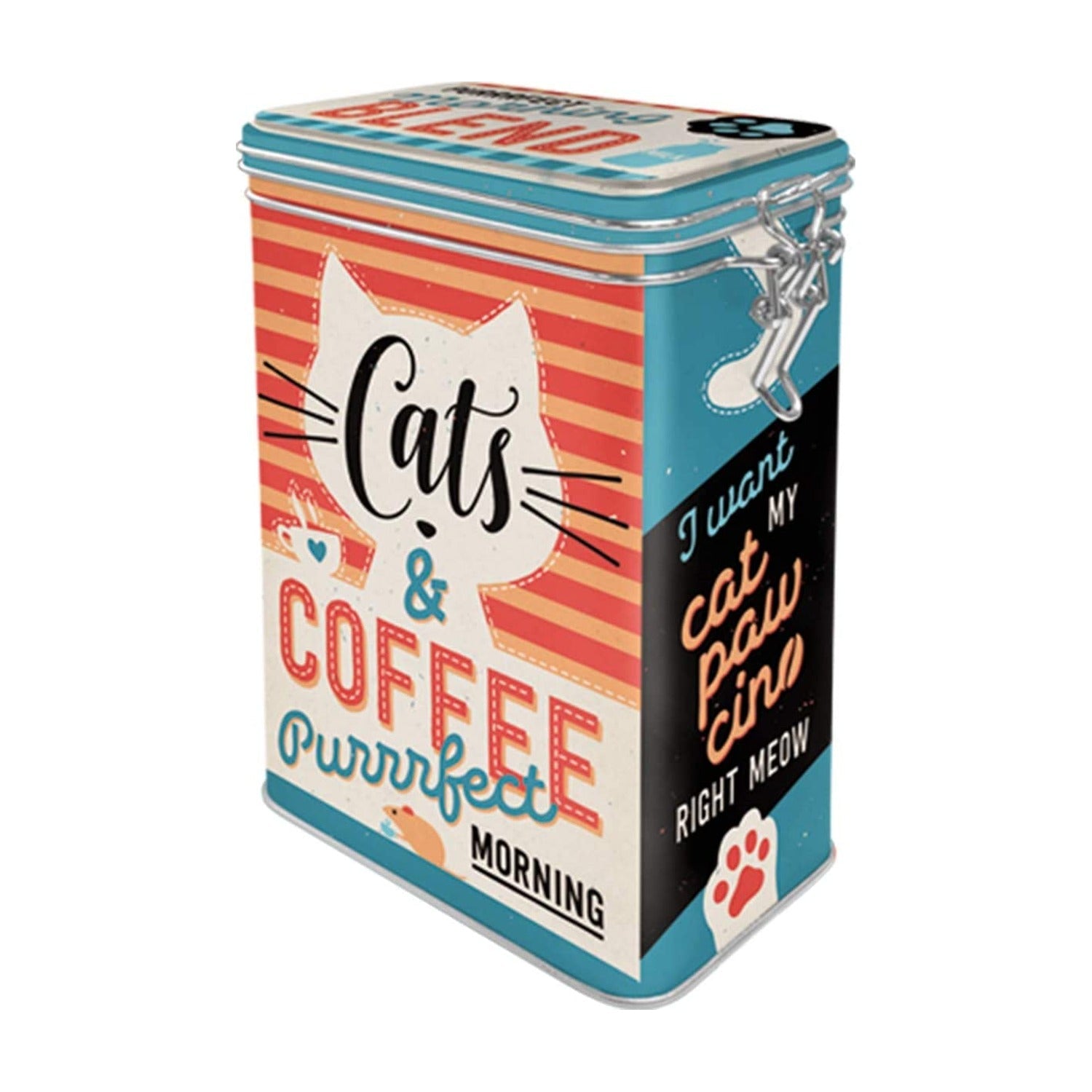 Nostalgic Art Blik met Klip - Cats & Coffee op witte achtergrond