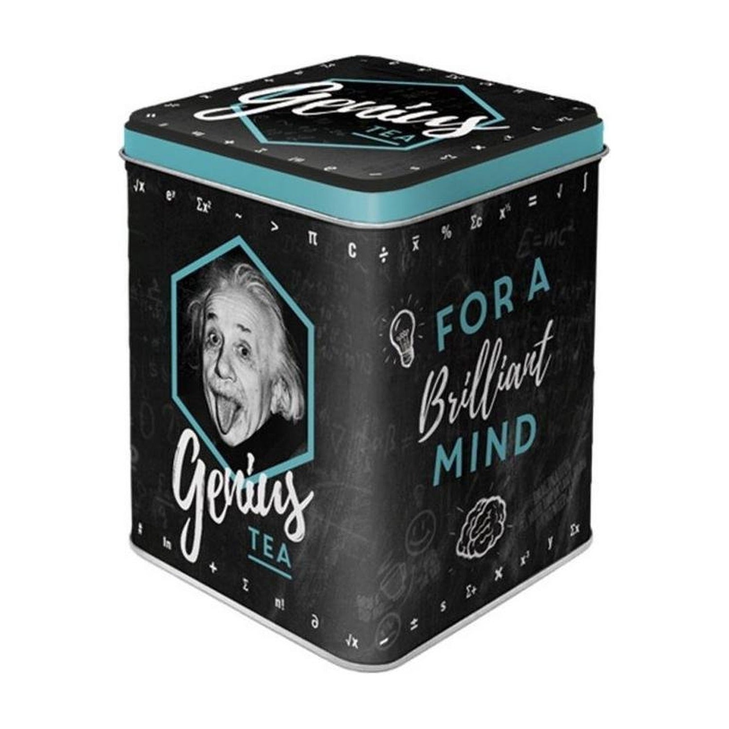 Nostalgic Art Blik Thee - Genius Einstein Tea op witte achtergrond
