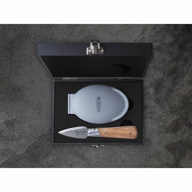 Laguiole Style de Vie Oestermes met Oesterhouder - Eikenhout