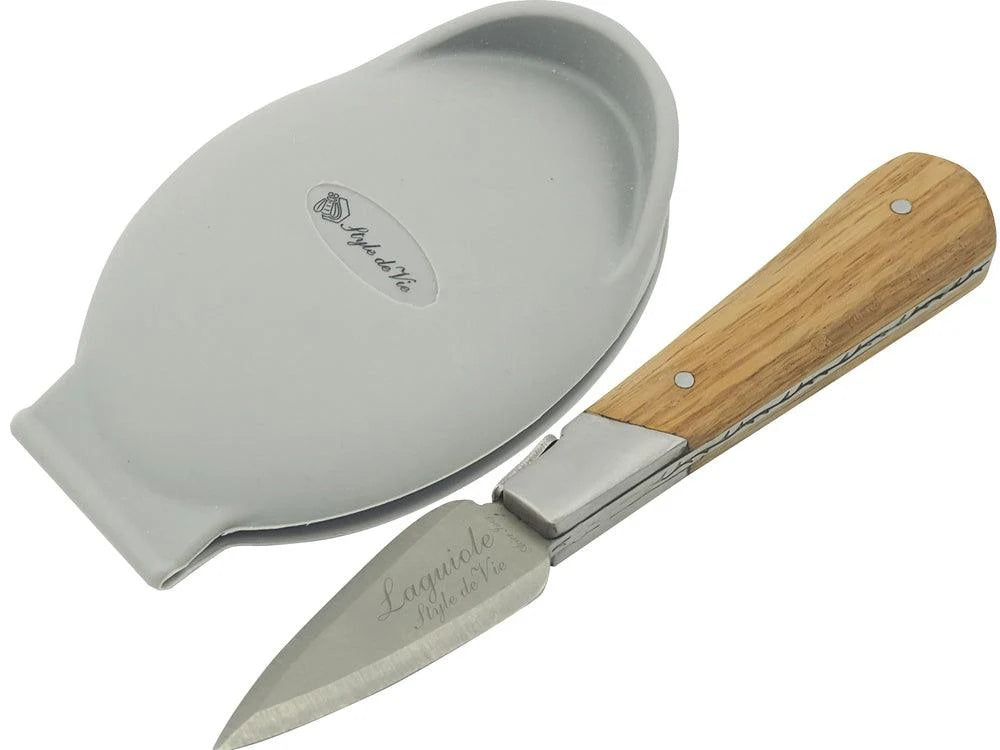 Laguiole Style de Vie Oestermes met Oesterhouder - Eikenhout