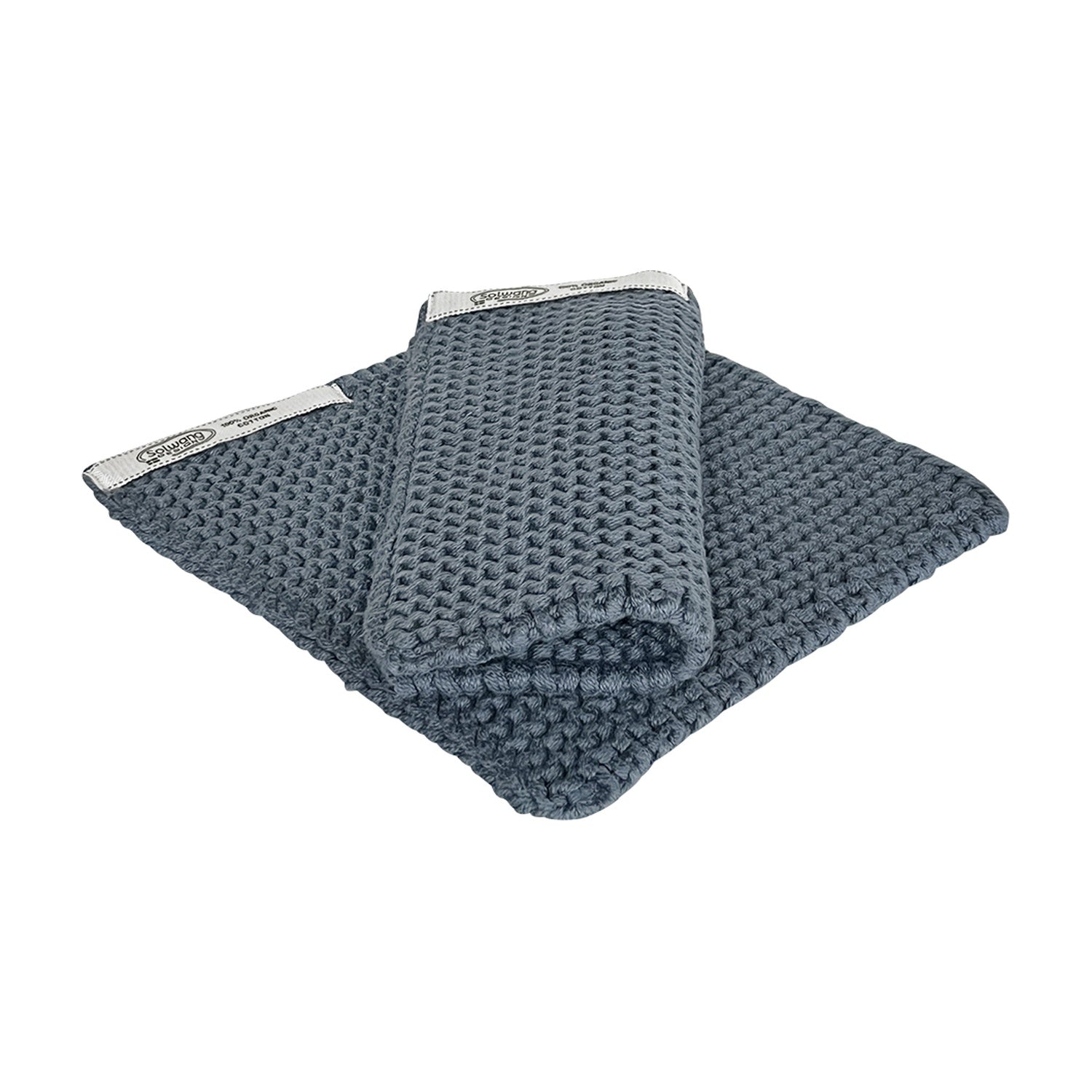 Solwang Design Pannenlap set van 2 - Rustiek Blauw op witte achtergrond