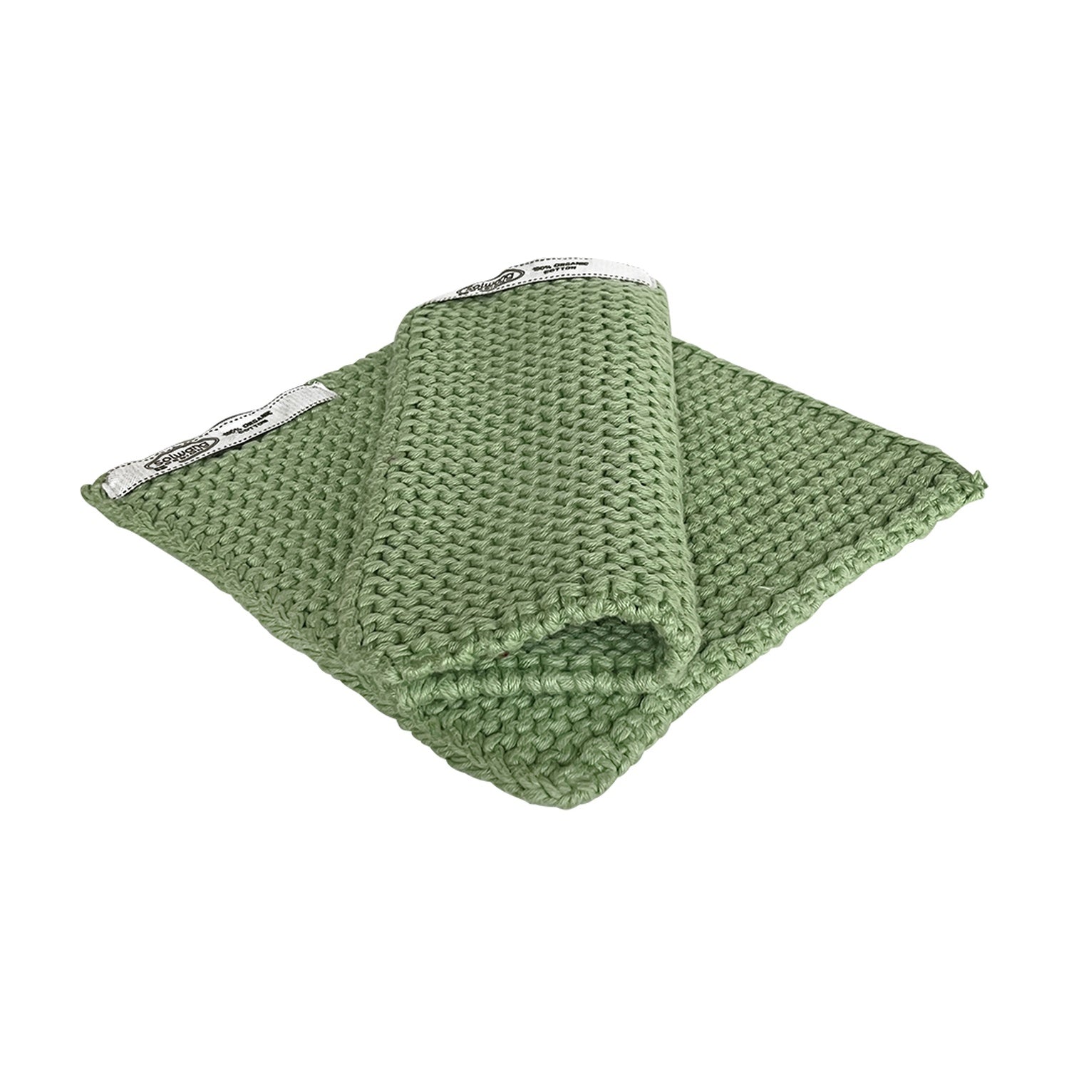 Solwang Design Pannenlap set van 2 - Groen op witte achtergrond