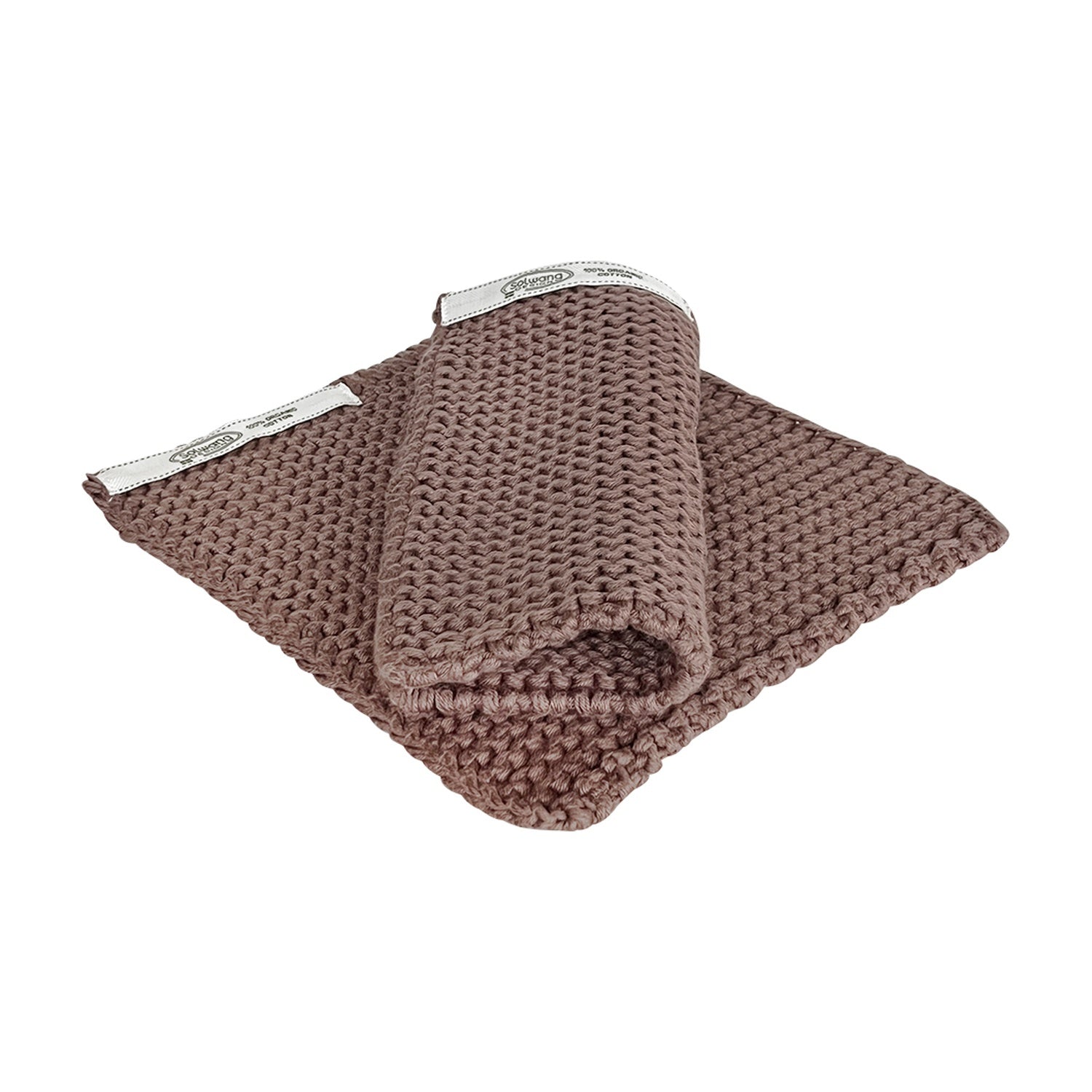 Solwang Design Pannenlap set van 2 - Chocoladebruin op witte achtergrond