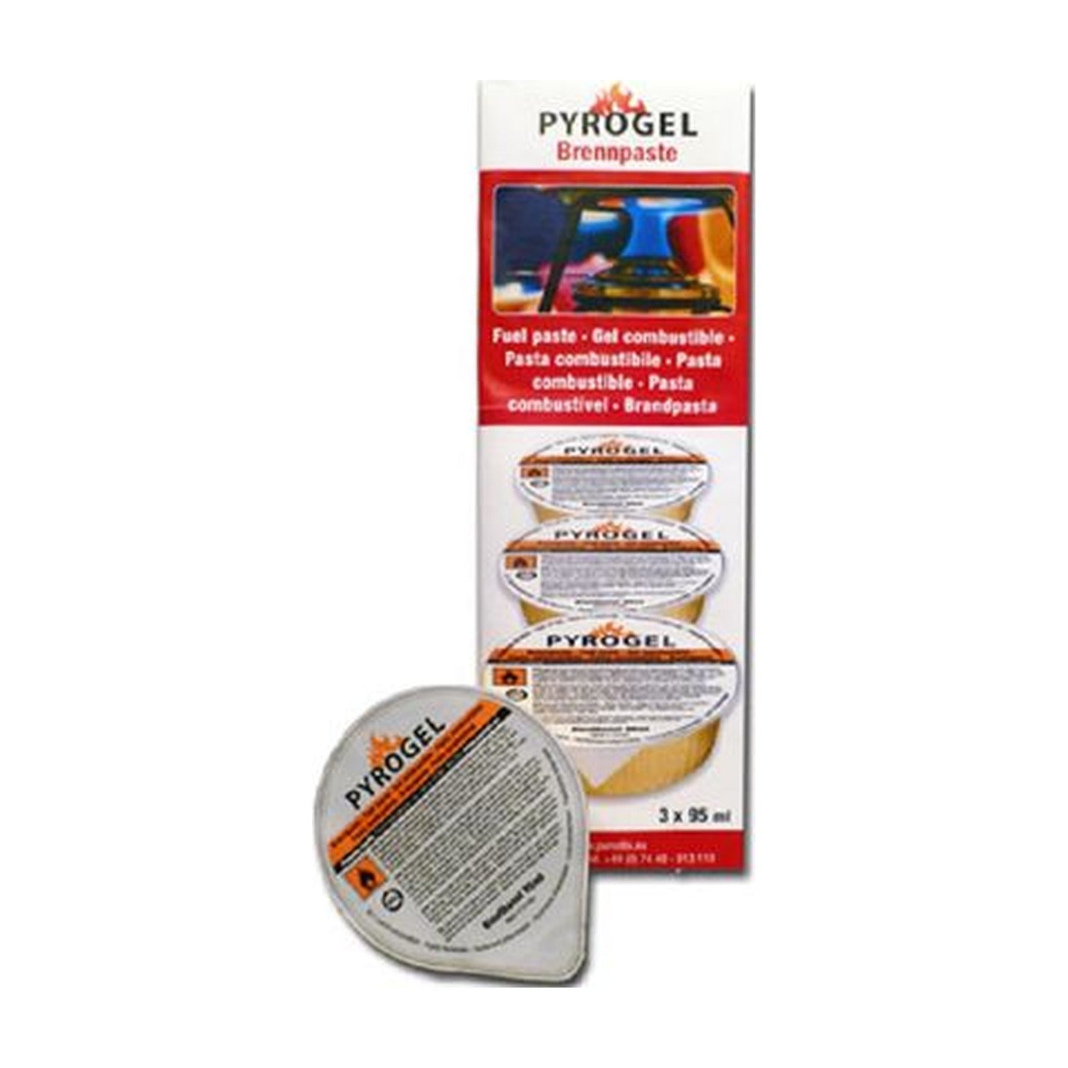Pyrogel Brandpasta 3 stuks - 95 gram op witte achtergrond