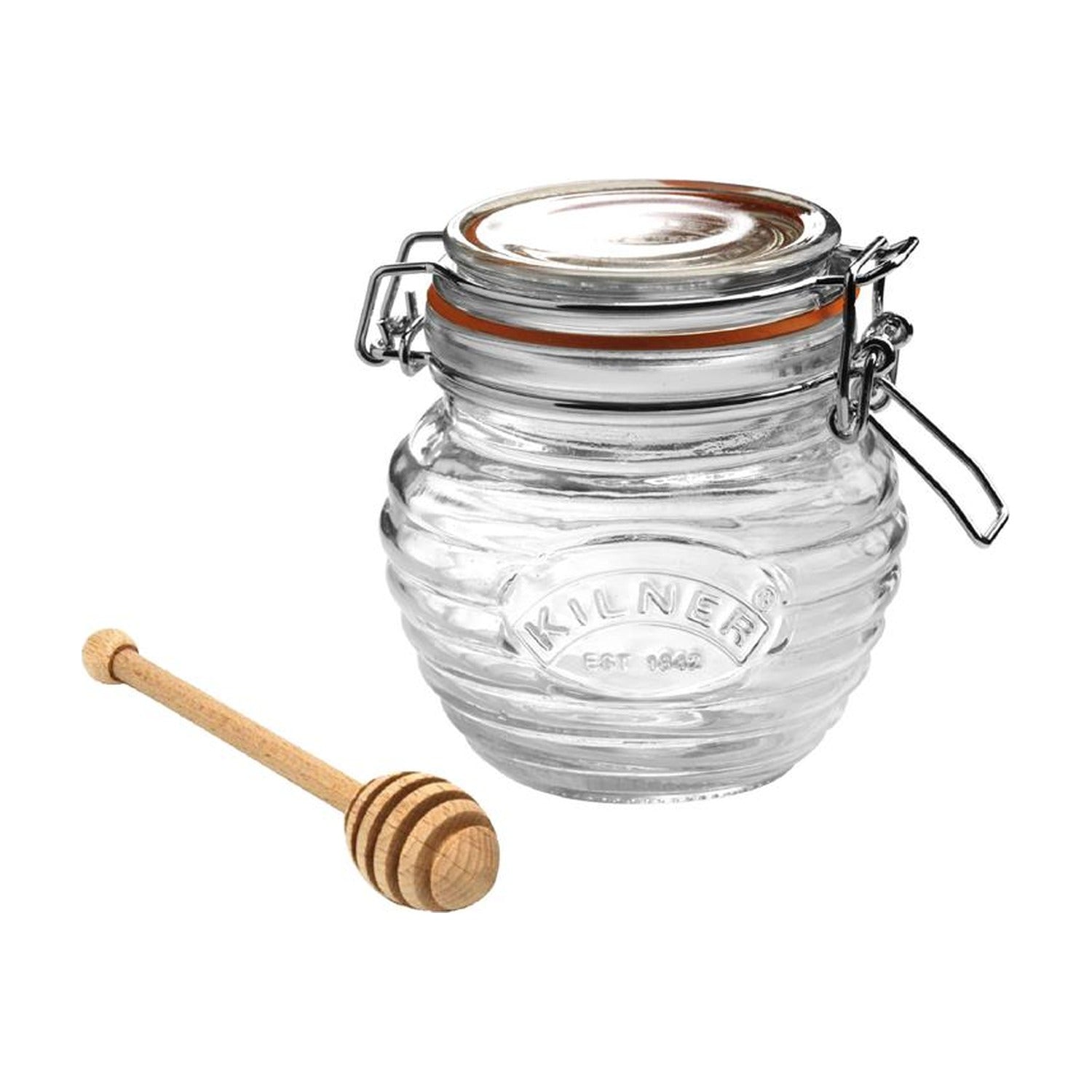 Kilner Honingpot met Honinglepel - 400 ml op witte achtergrond