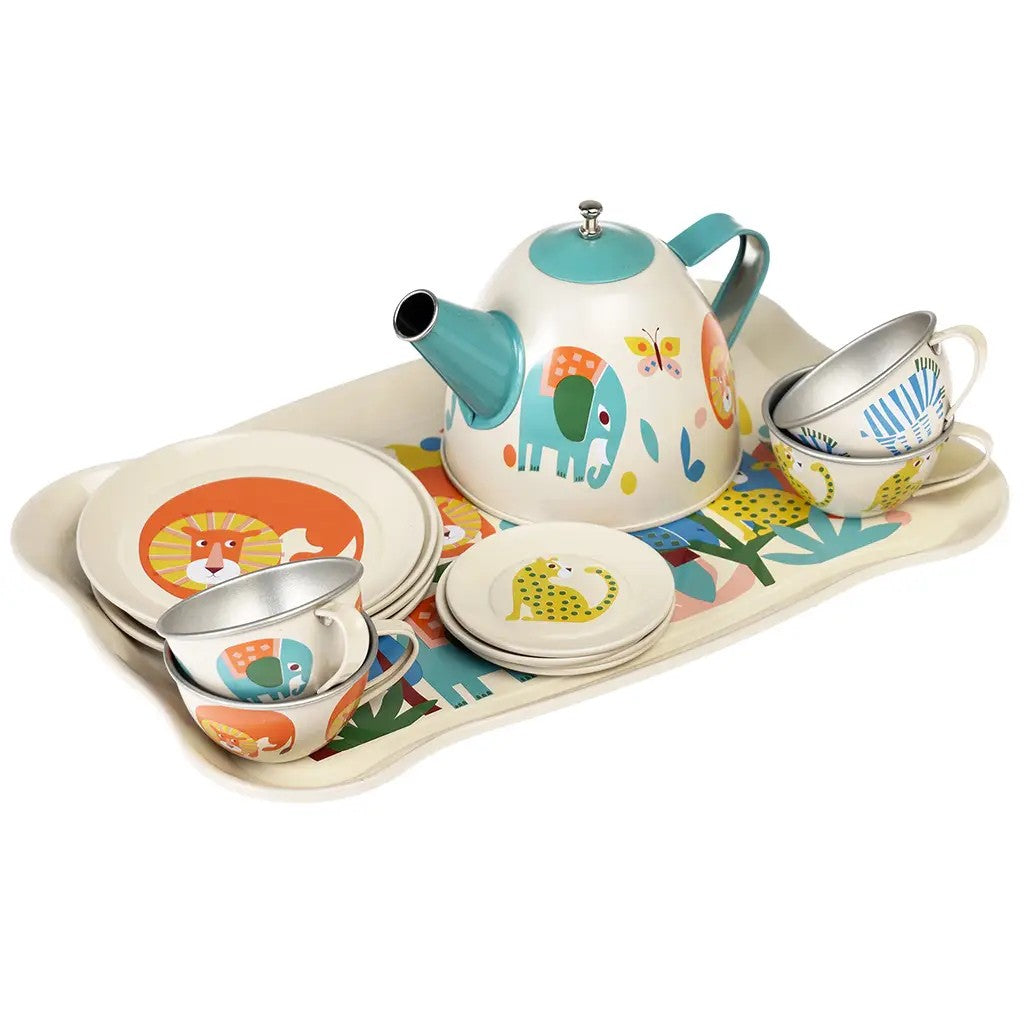 Rex Metalen Kindertheeservies 14-delig - Wild Wonders op witte achtergrond