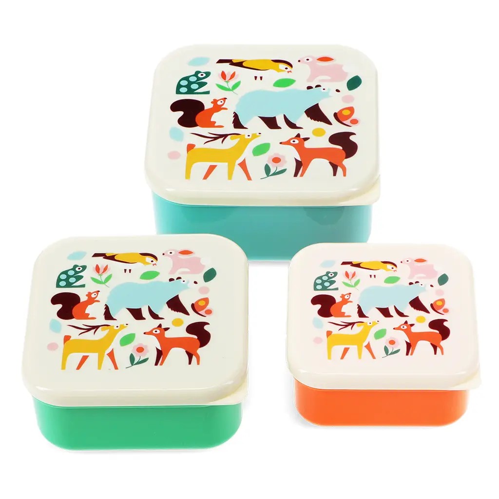 Rex Snackdoosjes 3-delig - Woodland op witte achtergrond