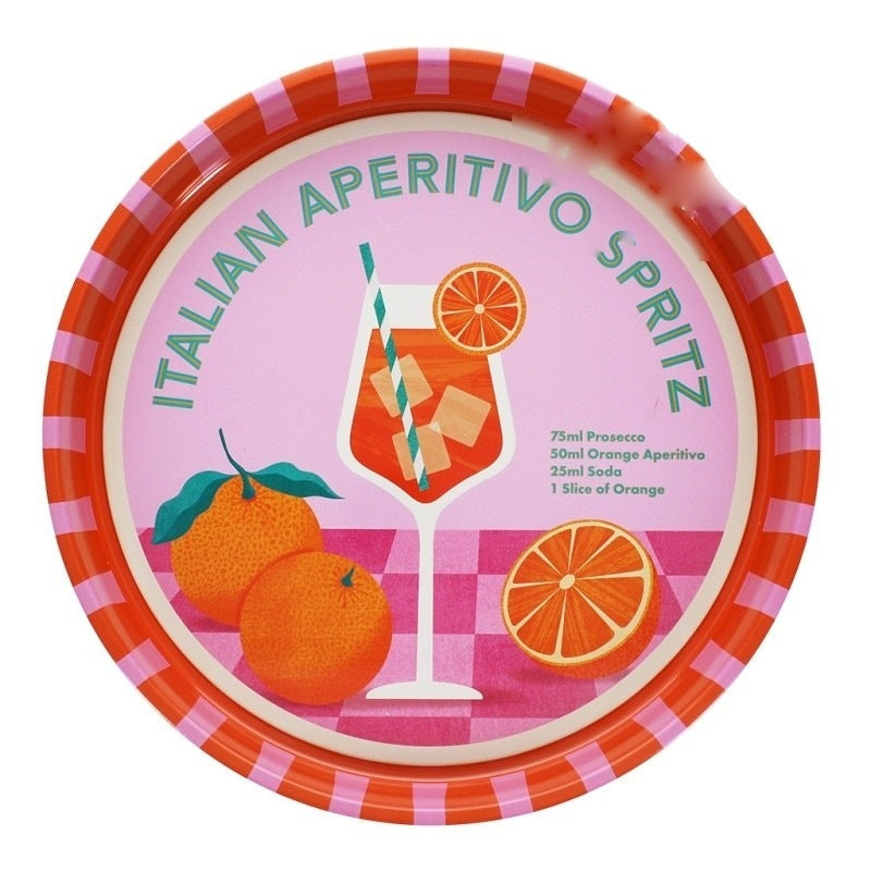 Rex Rond Metalen Dienblad 33 cm - Aperitivo Spritz op witte achtergrond