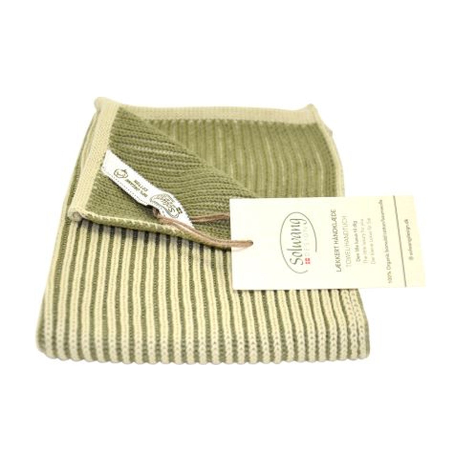 Solwang Design Keukendoek Rib - Olijfgroen op witte achtergrond