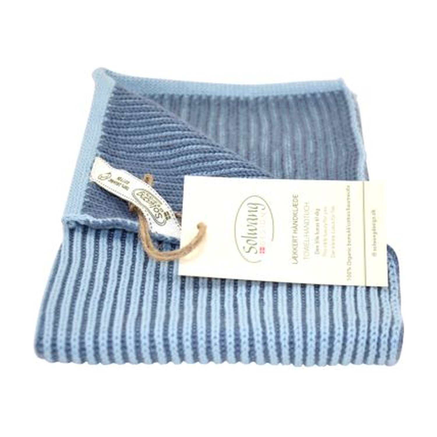 Solwang Design Keukendoek Rib - Blauwtinten op witte achtergrond