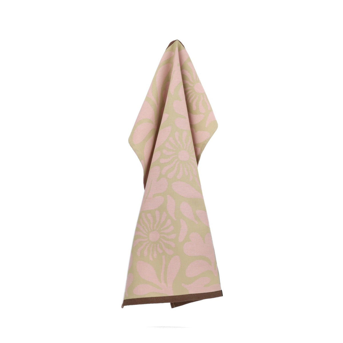Return to Sender Theedoek Flower Carina - Sage Green op witte achtergrond