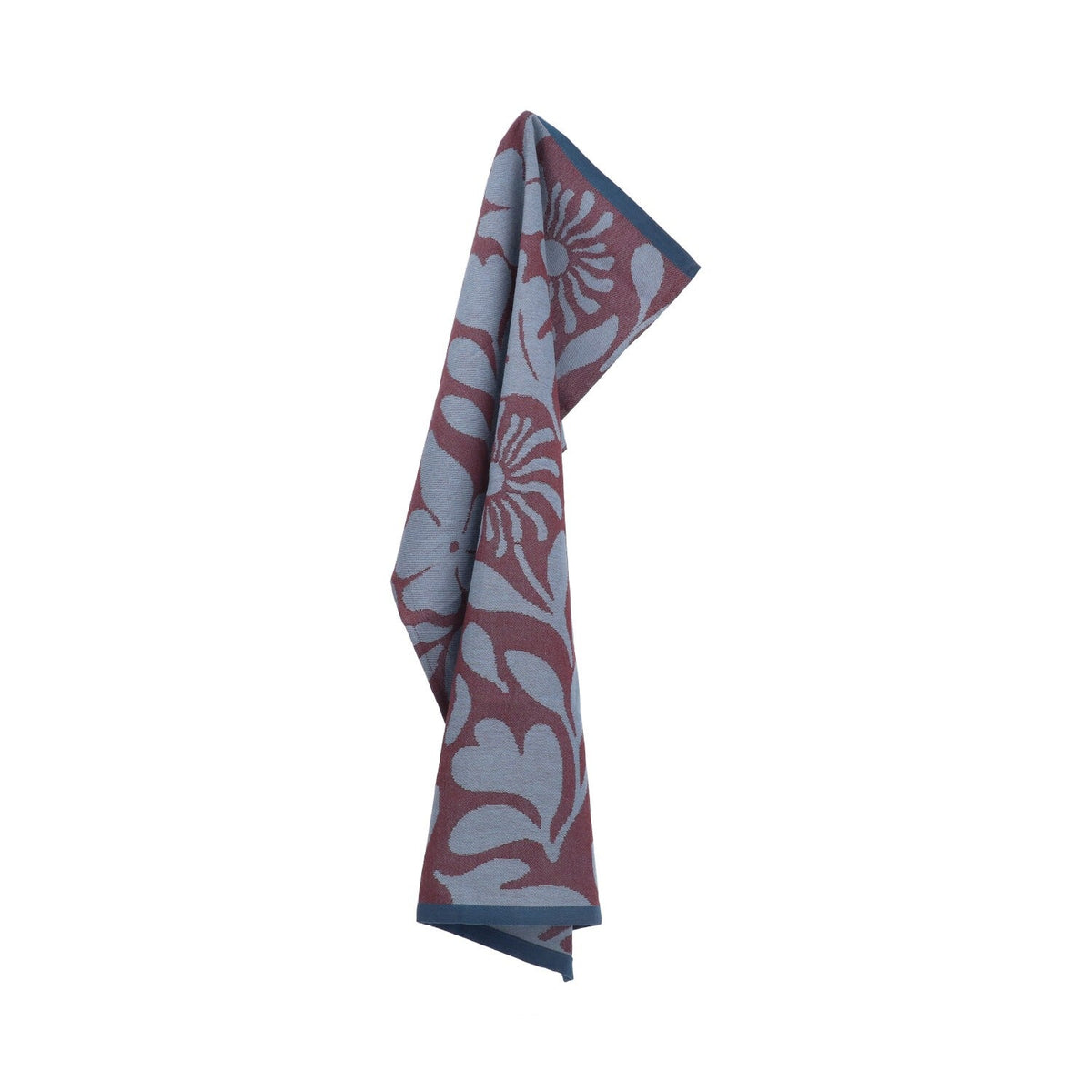 Return to Sender Theedoek Flower Carina - Burgundy op witte achtergrond