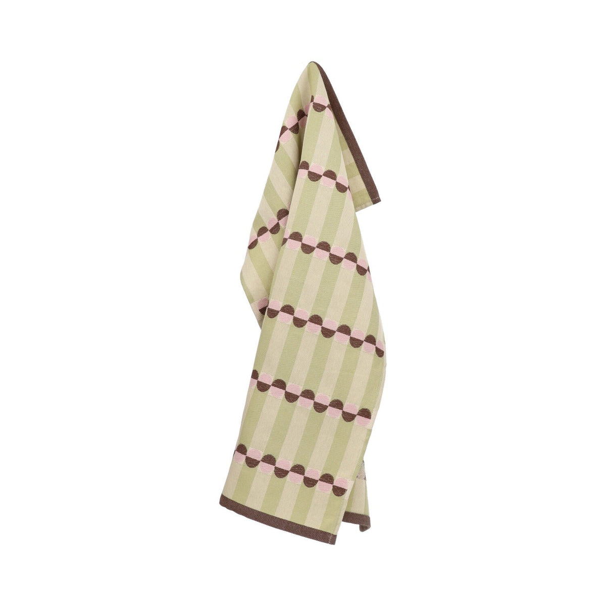 Return to Sender Theedoek Natural Ana - Sage Green op witte achtergrond