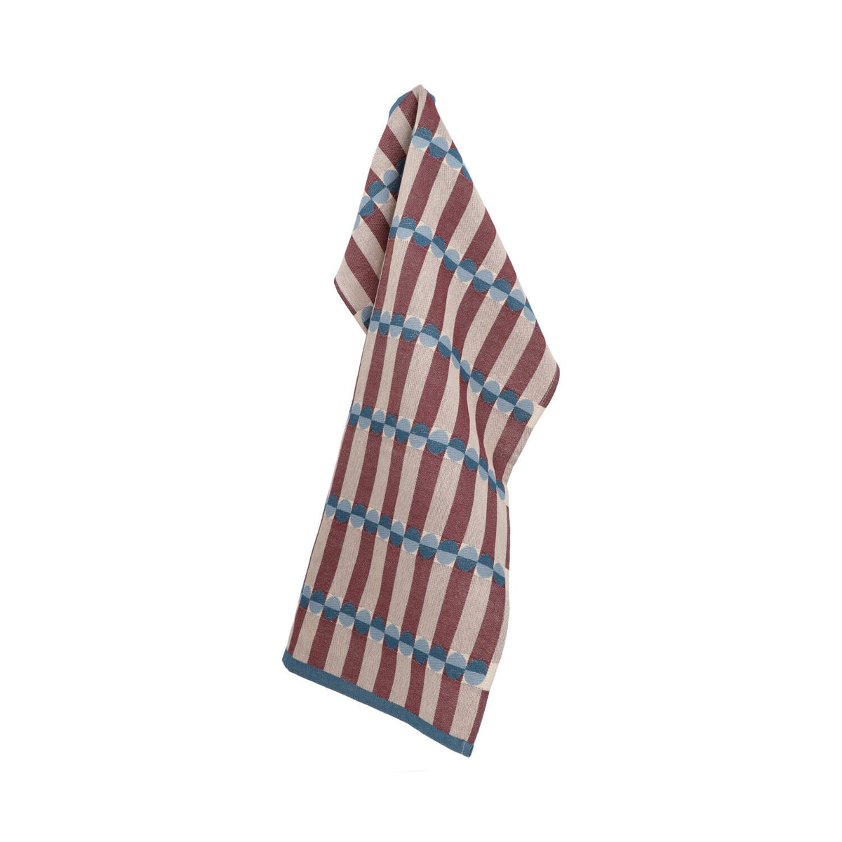Return to Sender Theedoek Natural Ana - Burgundy op witte achtergrond