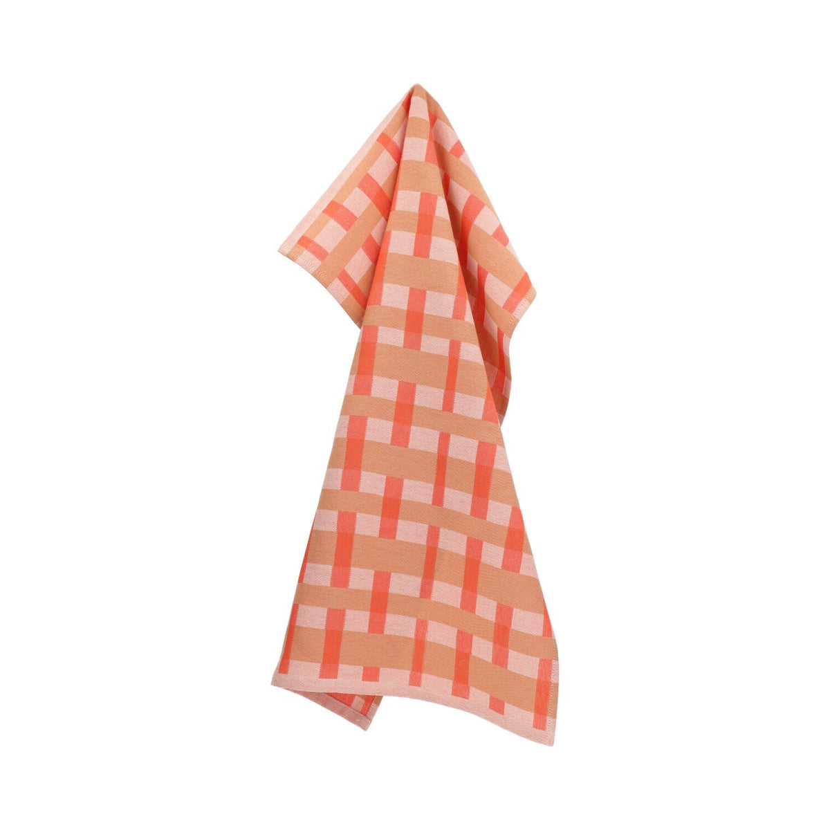 Return to Sender Theedoek Geometric Sofia - Coral op witte achtergrond
