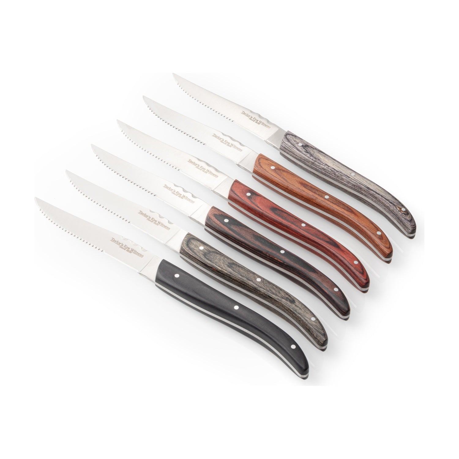 Taylor's Eye Witness Steak Provencal Steakmessenset Pakkawood - 6-delig op witte achtergrond