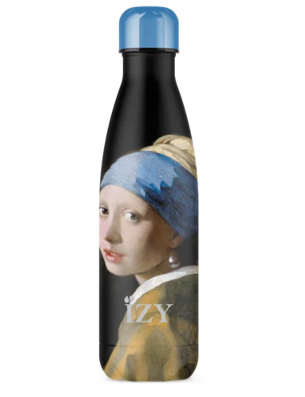 IZY Thermosfles Meisje met de Parel Vermeer - 500 ml op witte achtergrond
