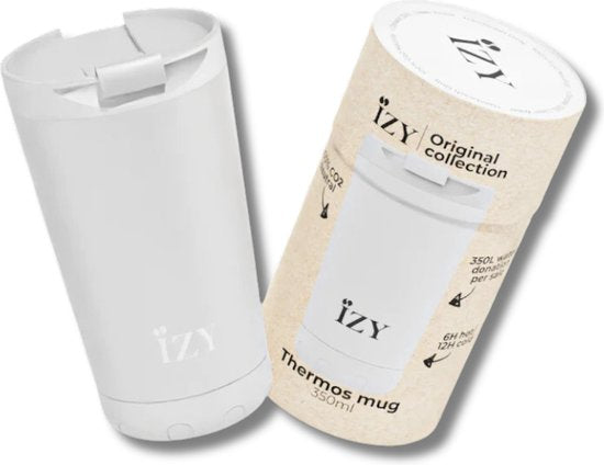 IZY Thermosbeker Mat Wit - 350 ml op witte achtergrond