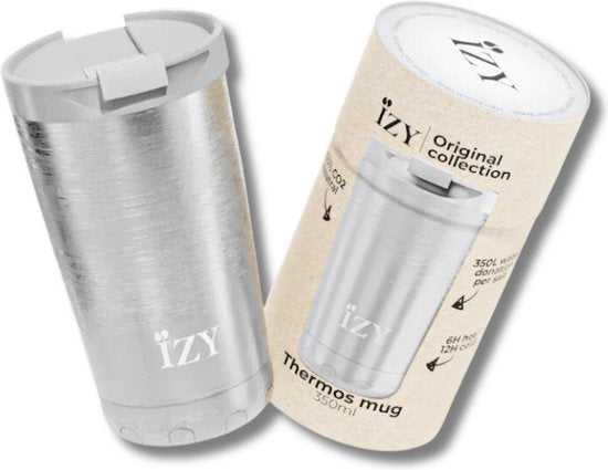 IZY Thermosbeker Zilver - 350 ml op witte achtergrond