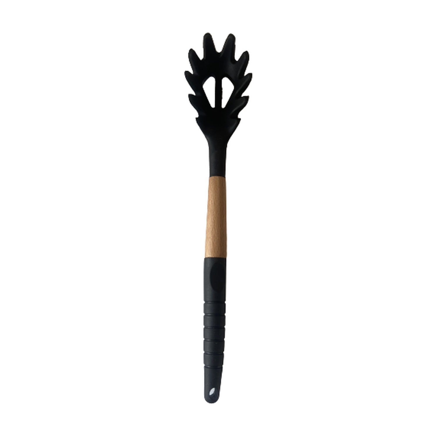 Slowtime Siliconen Pastavork Zwart/Hout - 33 cm op witte achtergrond