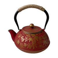Woerdman Theepot Gietijzer Rood/Goud Blad - 1,2 liter