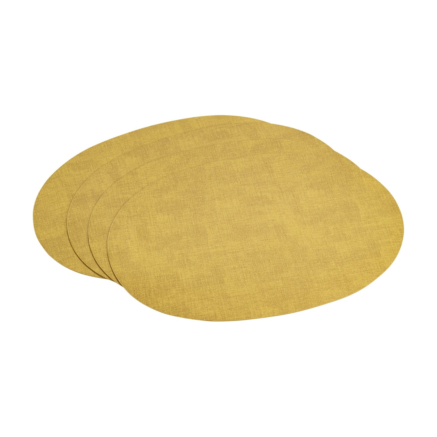 Woerdman Placemat Vegan Leather Ovaal - Geel op witte achtergrond