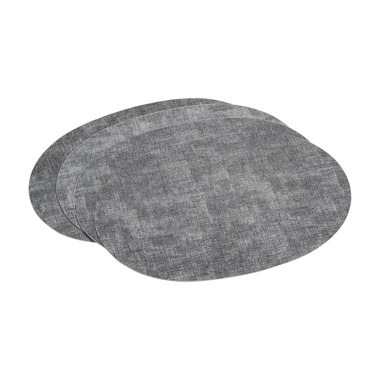 Woerdman Placemat Vegan Leather Ovaal - Gemêleerd Zwart/Wit op witte achtergrond