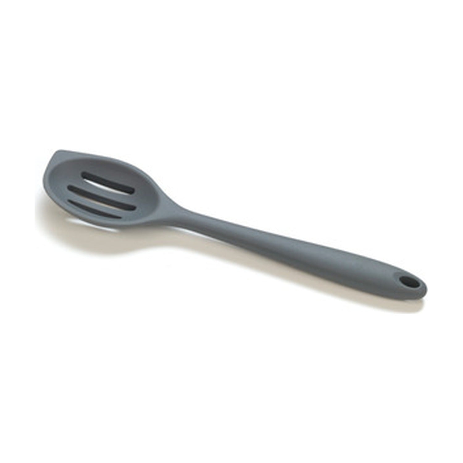 Slowtime Siliconen Lepel met Gleuf Grijs - 27 cm op witte achtergrond