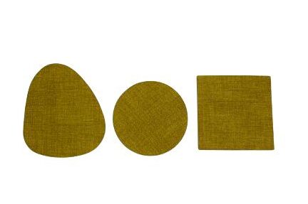 Woerdman Onderzetters Vegan Leather 4 stuks - Geel op witte achtergrond