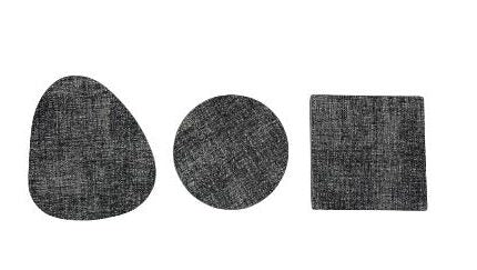 Woerdman Onderzetters Vegan Leather 4 stuks - Gemêleerd Zwart/Wit op witte achtergrond