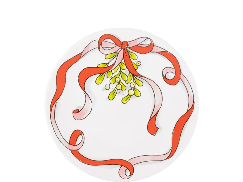 Blond Amsterdam Kerst Gebaksbord Strik - 18 cm op witte achtergrond