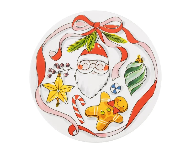 Blond Amsterdam Kerst Ontbijtbord Strik - 22 cm op witte achtergrond