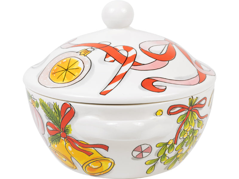De terrine met klokken, een zuurstok en een citrusbal
