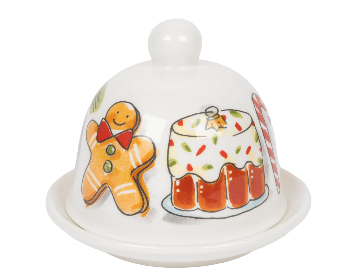 De stolp met een peperkoekmannetje, een pudding en een zuurstok