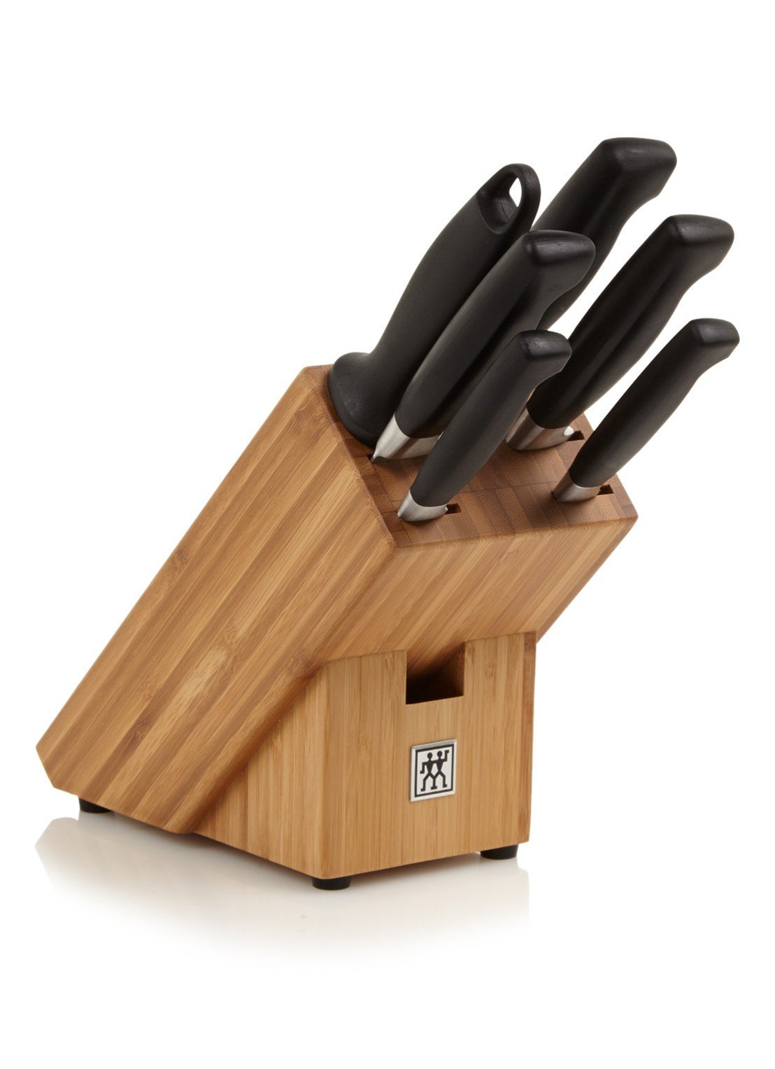 Zwilling Four Star Messenblok Bamboehout 7-delig op witte achtergrond