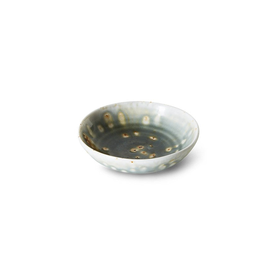 HKLiving Chef Ceramics schaaltje Rustic Green schuin van boven, met een glazuur met lichte vlekken in het midden