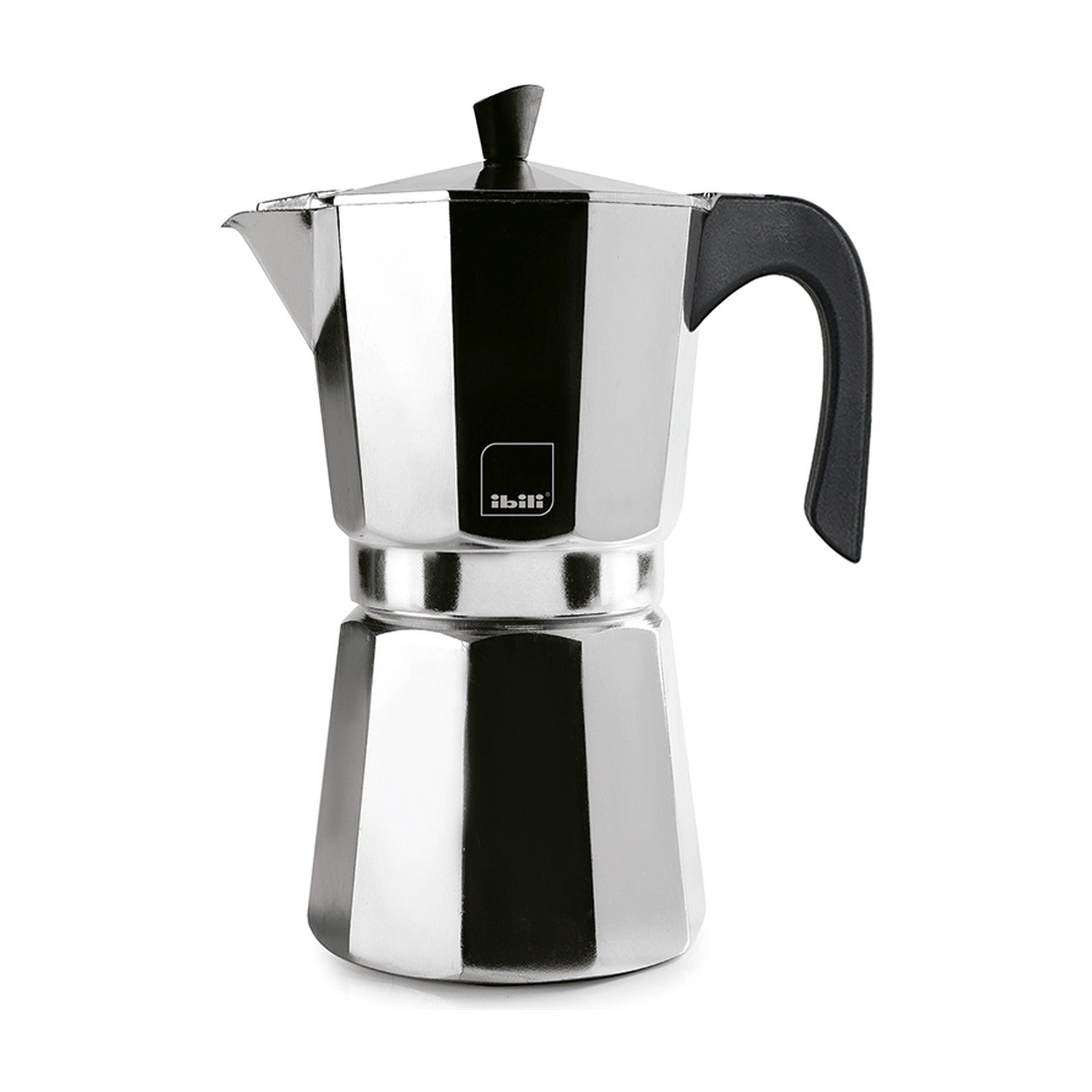 Ibili Bahia Percolator RVS, roestvrijstalen percolator met puntige tuit en zwarte kunststof knop op het deksel