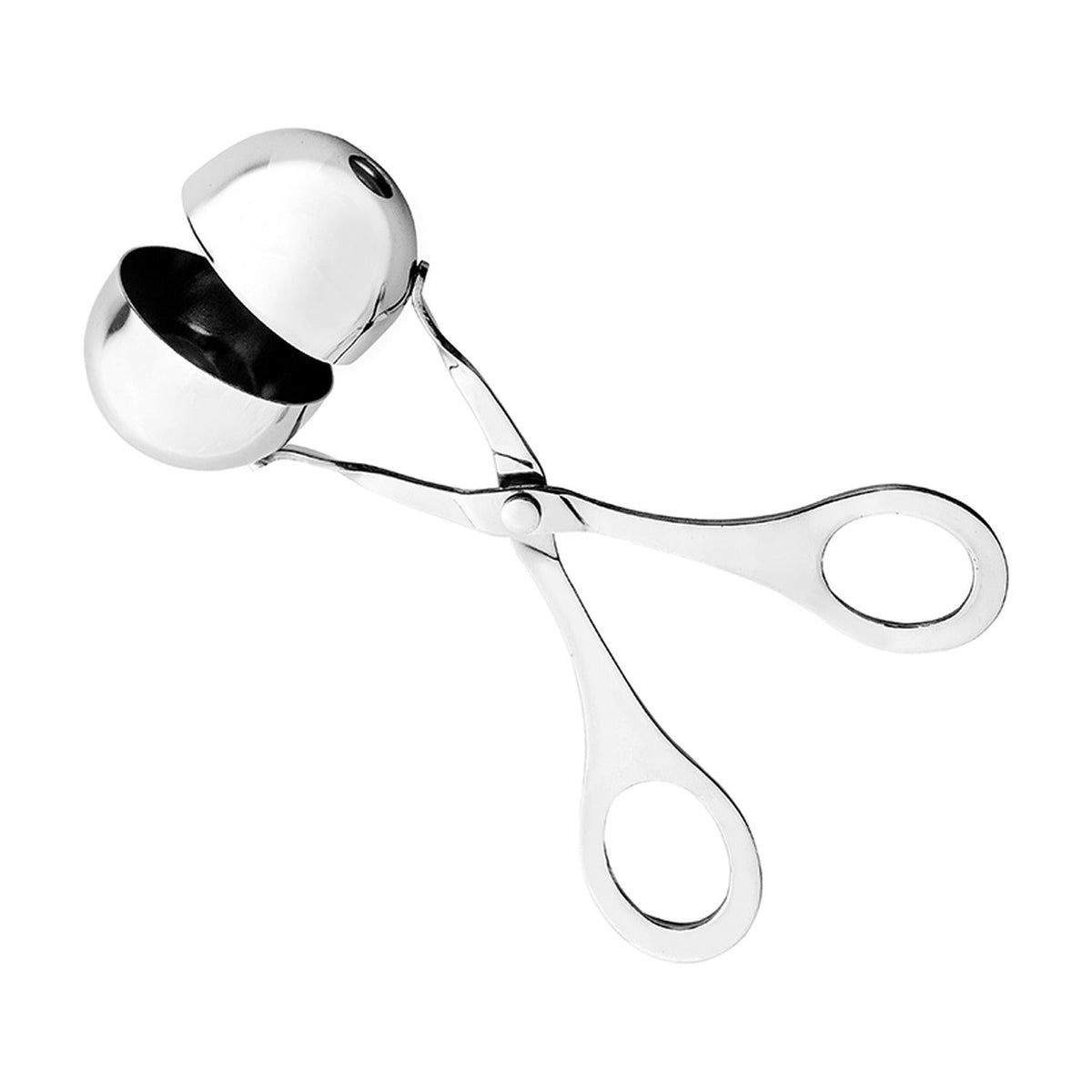 Ibili Gehaktbaltang - 44 mm, roestvrijstalen tang met bolvormige kop, open getoond