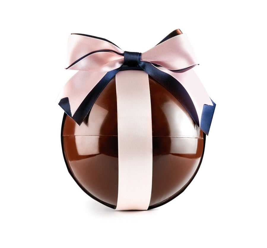 Ibili Magnetische Chocoladebolvorm 3D, gevormde chocoladebol met roze en donkerblauwe strik als cadeauverpakking
